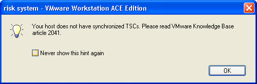 Your host does not have synchronized TSCs. Please read VMware Knowledge Base article 2041.